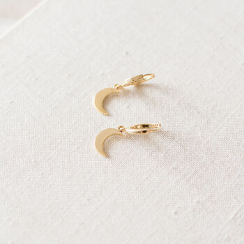 Gold Plated Crescent Huggie Earrings, 7 of 10