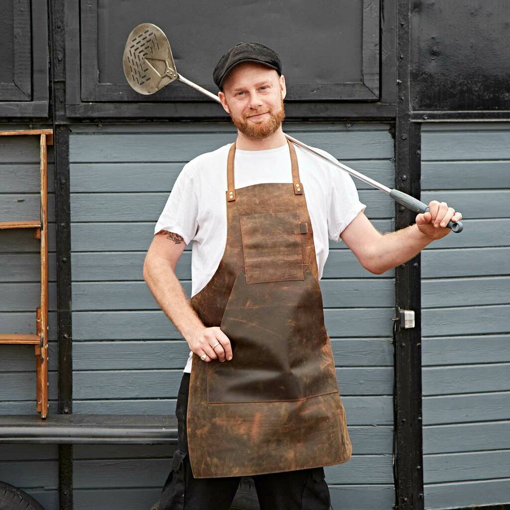 Personalised Buffalo Leather Apron With Pockets, 1 of 7