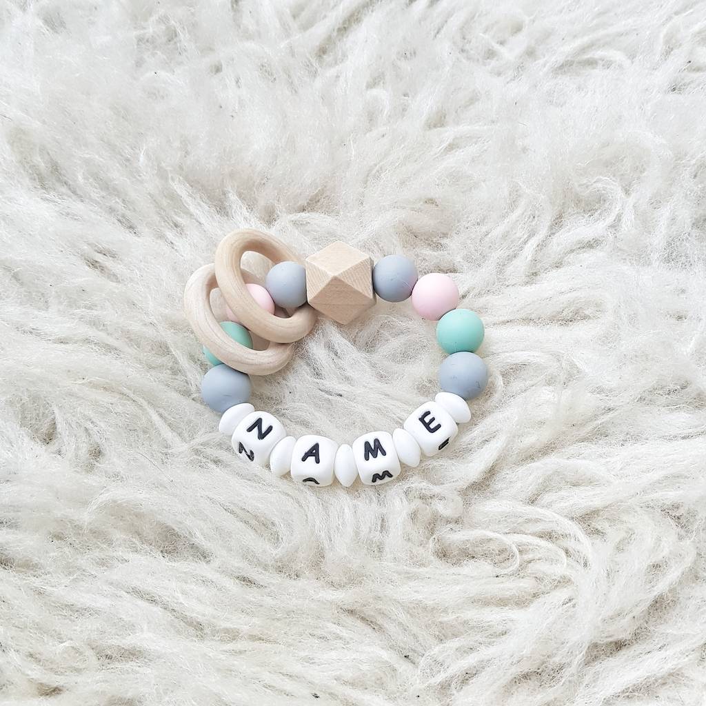 personalised baby teethers by monat&bag