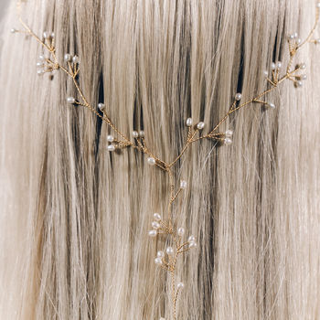 Crystal Or Freshwater Pearl Plait Hair Vine Celine 'Y', 6 of 12