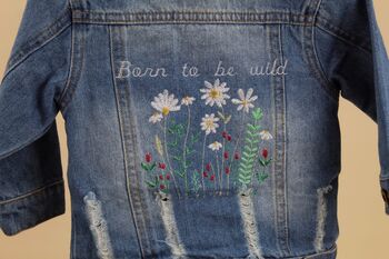 Personalised Embroidered Wild Flower Children's Denim Jacket, 9 of 9