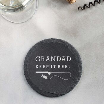 Personalised Funny Fishing Pun Slate Coaster, 5 of 8