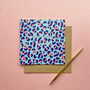 Leopard Print Birthday Card Blue And Blush Pink, thumbnail 3 of 4