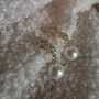 Pearl Drop Bezel Set Moissanite Drop Earrings In 14k Gold Sterling Silver, thumbnail 2 of 12