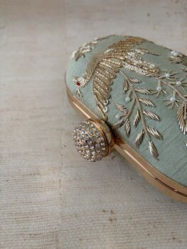 Mint Green Bird Oval Clutch, 6 of 8