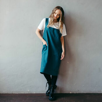Teal Linen Pinafore Apron, 6 of 12