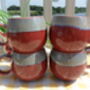 Set Of Four Reactive Glaze Sphere Mugs In Maroon And Grey Mist Haze, thumbnail 4 of 9