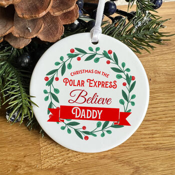 Personalised Christmas Believe On The Polar Express Ornament, 7 of 7