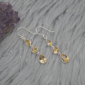 Citrine Teardrop Dangle Earrings: 925 Silver, 6 of 9