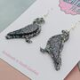Black Pigeon Glitter Resin Earrings, thumbnail 4 of 4