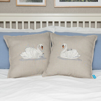 Embroidered Swan Cushions, 9 of 9
