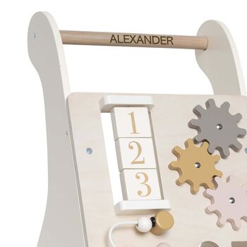 Personalised Wooden Pastel Cream Activity Walker Toy, 3 of 3