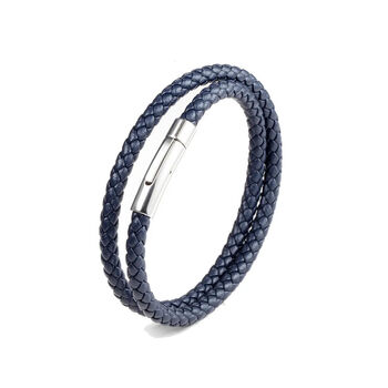 Classic Leather Double Wrap Bracelet For Him, 11 of 12