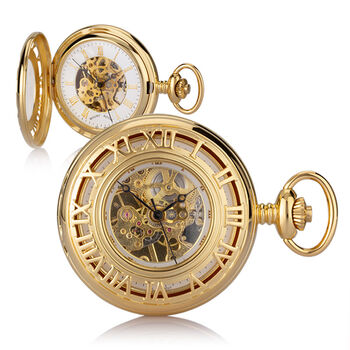 Numerals Skeleton Pocket Watch – Gold Plated, 6 of 8