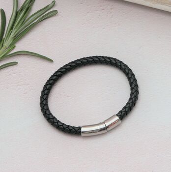 Personalised Leather Bangle For Men, 4 of 5