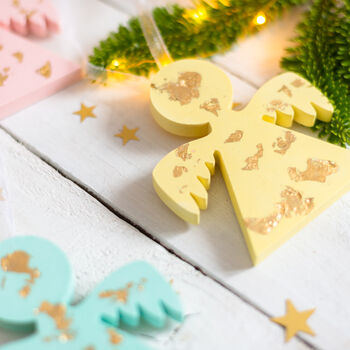 Pastel And Gold Jesmonite Christmas Tree Angel Decoration, 2 of 3