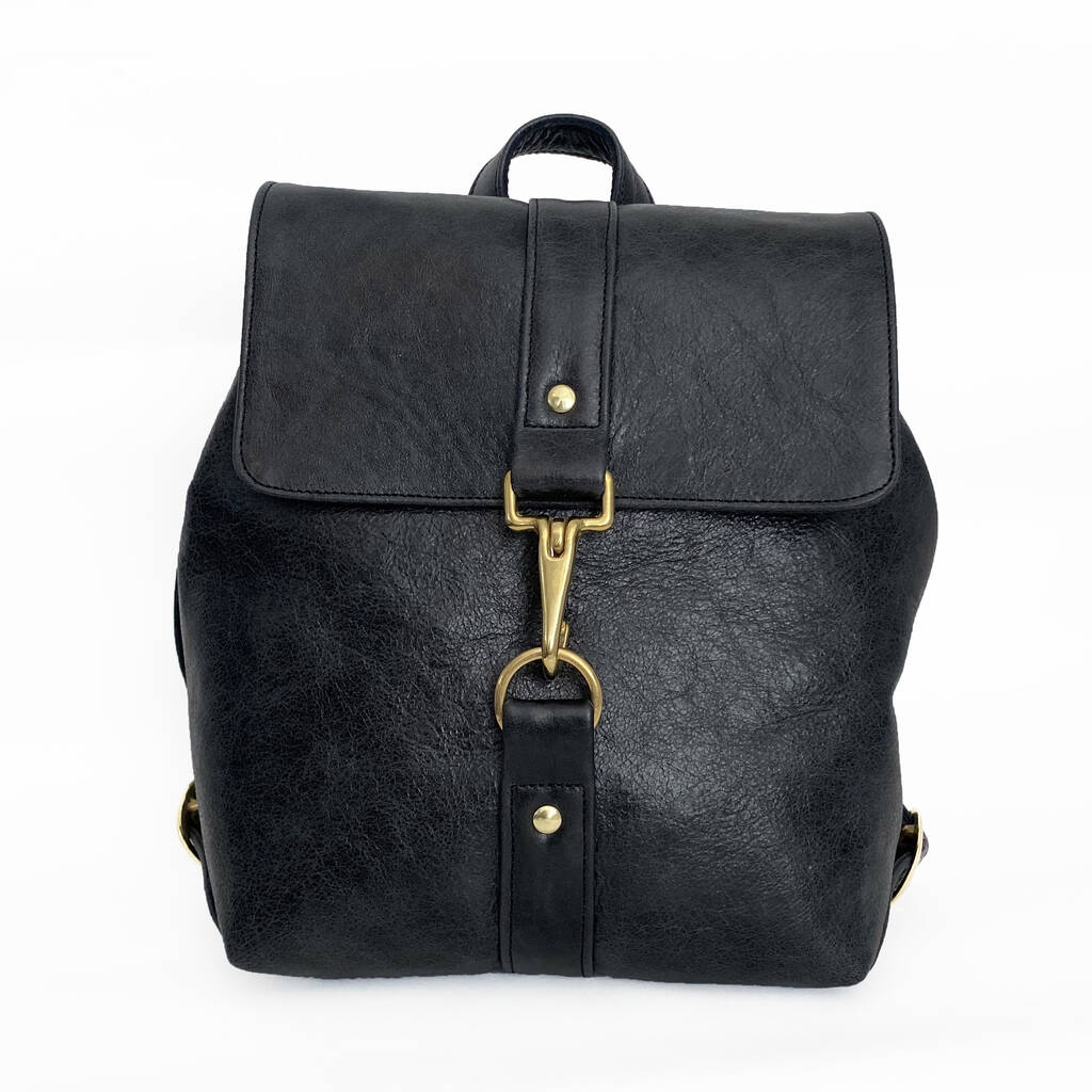 Handcrafted Small Black Leather Backpack By Debbie MacPherson Atelier