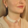 Multi Strand Pearl Rose Gold Zircon Stone Choker Set, thumbnail 6 of 10