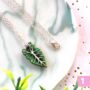 Houseplant Leaf Wooden Charm Chain Necklace, thumbnail 1 of 12
