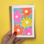 Flowers Pattern Mothers Day Risograph Card, thumbnail 1 of 2