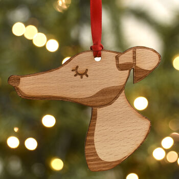 Greyhound/Whippet Dog Wooden Christmas Decoration, 2 of 6