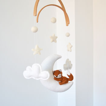 Sleeping Fox With Moon And Stars Baby Mobile, 6 of 11