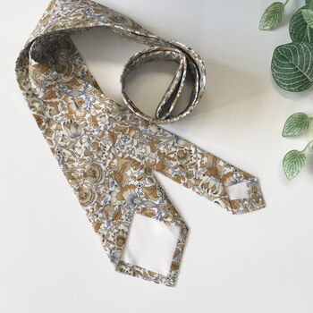 Liberty Tie In Mustard Yellow And Blue Floral Motif, 3 of 6