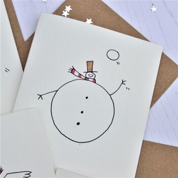 Pack Of Six Snowmen Angels/With Snowballs Cards, 3 of 3