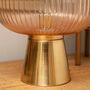 Elegant Battery Powered Amber Ridged Glass Table Lamp With Brass Base, thumbnail 4 of 5