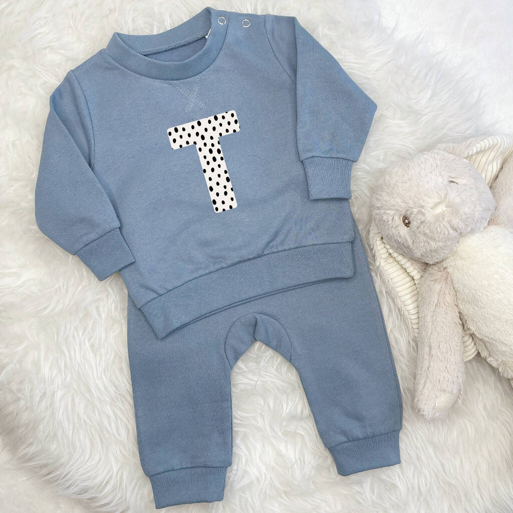 Spotty Personalised Baby Jogger And Sweatshirt Set, 1 of 3