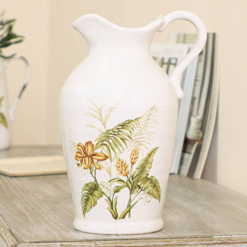 Pressed Flowers Ceramic Jug Vase By Dibor