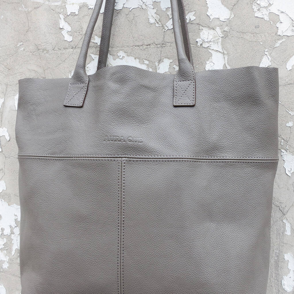 Fair Trade Handcrafted Large Leather Tote Shopper Bag By Aura Que ...