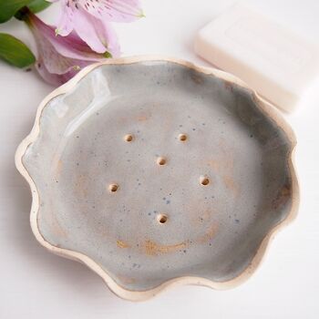 Handmade Blue Fleck Pottery Soap Dish, 4 of 7
