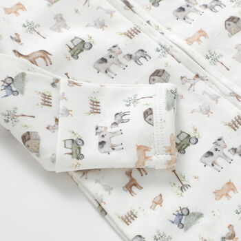 Farm Animals Organic Cotton Baby Sleepsuit, 2 of 2