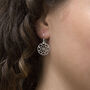 Sterling Silver Heart Mandala Dangly Earrings, thumbnail 3 of 6