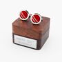 Personalised Cricket Ball Leather Cufflinks, thumbnail 2 of 4