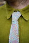 Mens Ice Blue And Pink Paisley Print Slim Style Tie, thumbnail 1 of 9
