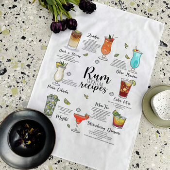 Personalised Rum Cocktail Recipe Tea Towel, 4 of 6