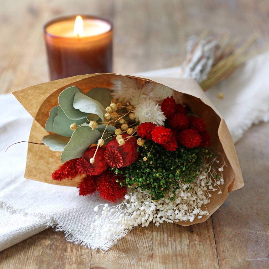 Small Christmas Dried Flower Bouquet By Lisa Angel