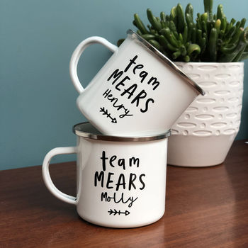 Family Personalised Enamel Mug Set, Team Surname Design, 4 of 8