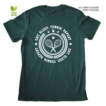 Eat, Sleep, Tennis Repeat, Unisex Organic T Shirt, 2 of 11