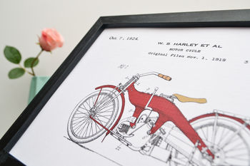 Framed Harley Davidson Patent Art Print, 4 of 6