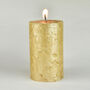 G Decor Adeline Gold Metallic Textured Pillar Candle, thumbnail 4 of 7