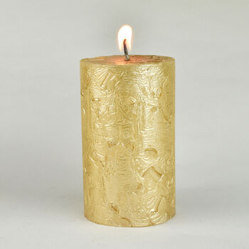 G Decor Adeline Gold Metallic Textured Pillar Candle, 4 of 7