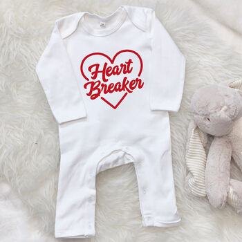 Heart Breaker Valentines Babygrow, 7 of 10