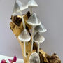 30cm Handcrafted Wooden Ink Cap Mushroom Statue Ornament Nature Gift On Teak Root, thumbnail 3 of 6