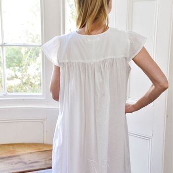 Ladies White Cotton Lace Panel Nightdress 'Valerie', 6 of 6
