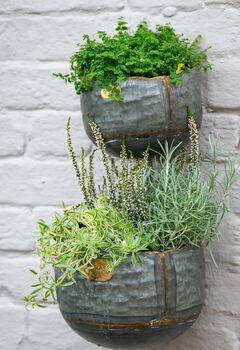 Myrtle Galvanised Zinc Set Of Two Wall Planters, 3 of 6