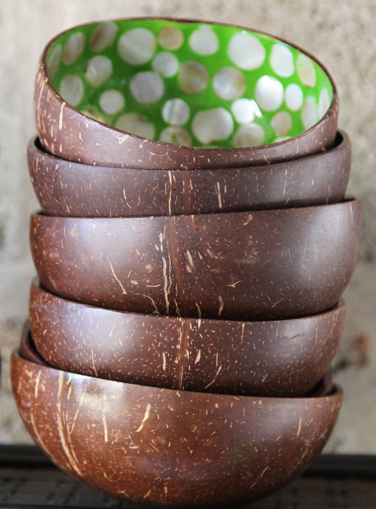 Shell Inlay Lacquered Coconut Bowls By Lotus Direct
