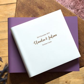 Personalised Landscape Leather Wedding Guest Book, 3 of 9